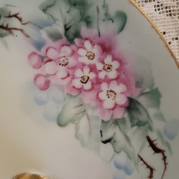 VNTG Porcelain lemon Serving Plate with Hand Painted flowers - Picture 5 of 5